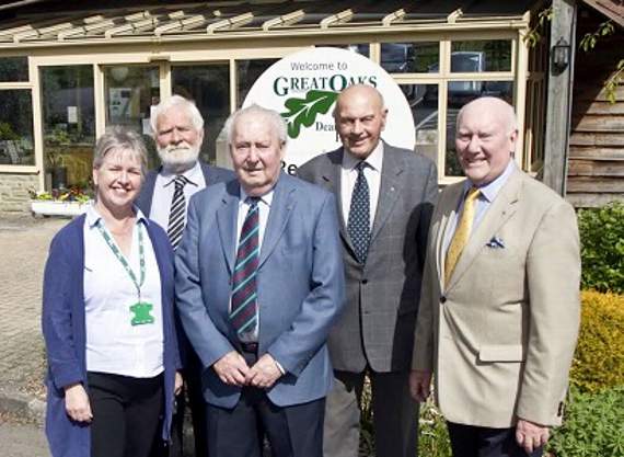 Executive manager of Great Oaks, Ruth Keeble, and chair of Rotary’s community committee, John Freeman, with Rotarians Doc Lewis, Clive Bath and Malcolm Paterson, who were active in helping the hospice become a reality.