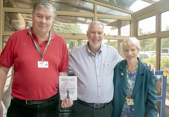 Radio Gloucestershire’s Pete Wilson (centre) with Colin Guyton and Maureen Etherington who were hoping to attract more volunteers for the hospice.