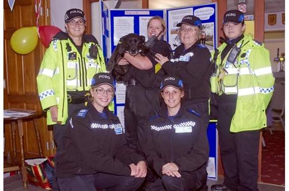 Special Constable Debbie Huson, dog handler Clare Hope with Stella, PCSO Dawn Teague, PCSO Georgina Jayne, PCSO Amber Jenkins and PCSO Natalie Long.