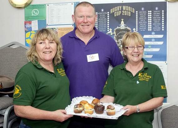 BHRFC president Roger Pickett with The Kitcheners, Jane Baldwin and Sue Lewis.