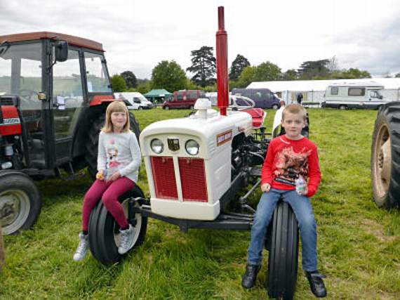 Alicha and Jack Hadley on a vintage David Brown Selectamatic tractor.