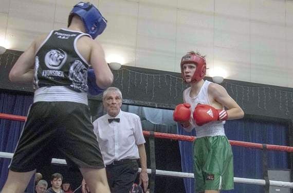 Lydney’s Cody Amand sizes up Pontyclun’s Conan Flower.