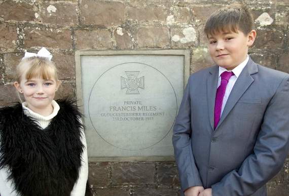 Ava and Callum Martin unveiled the stone dedicated to their great-great-grandfather.