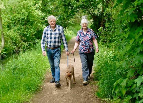 Paul and Sue Robinson will be joined on their 177-mile Offa’s Dyke charity walk by their three-year-old labradoodle Toby.