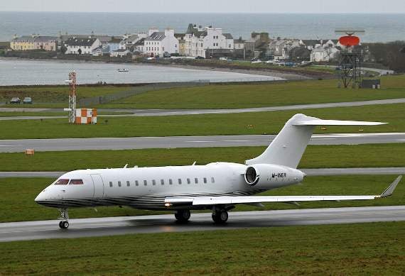 Recently registered Bombardier Global 6000 M-INER taxiing out for departure from Ronaldsway. Picture: Phillip Pain