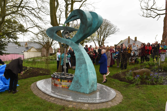 The official unveiling of the Knockaloe sculpture and the 20th Century gardens at St German's Cathedral in Peel -
