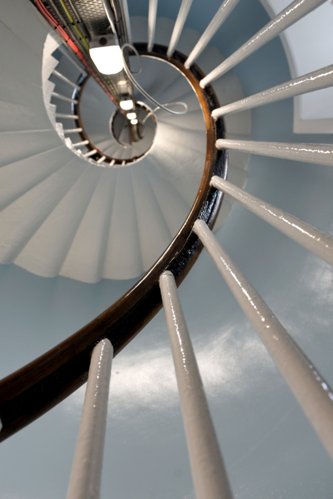 The spiral staircase inside Douglas Head lighthouse, built by the Stevenson family