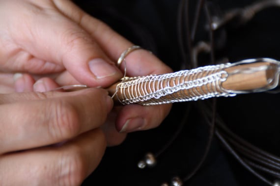 The Isle of Man Arts Festival, 2017

Susanne Ekdahl, jewellery designer, making Viking knitting using metal wire 

House of Mannanan, Peel