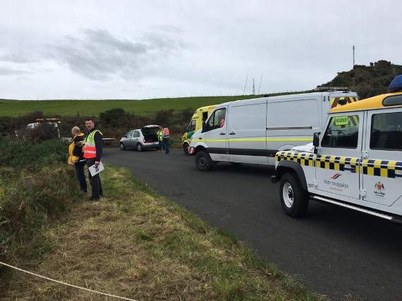 Douglas Coastguard's pictures of the rally car's recovery