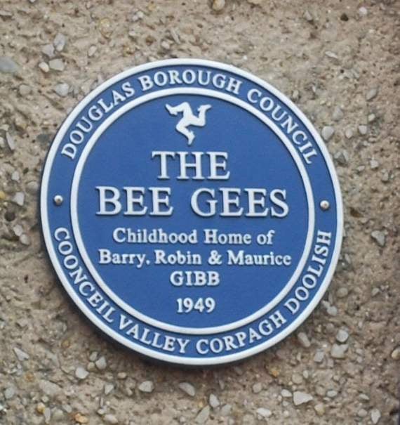 The plaque outside the Gibb brothers' childhood home in St Catherine's Drive, Douglas