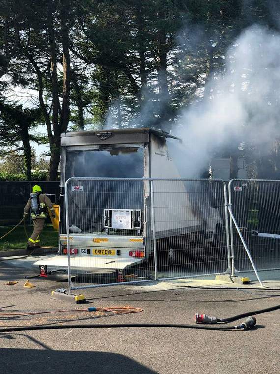 Smoke billows from the van. Image: Ryan Farquhar