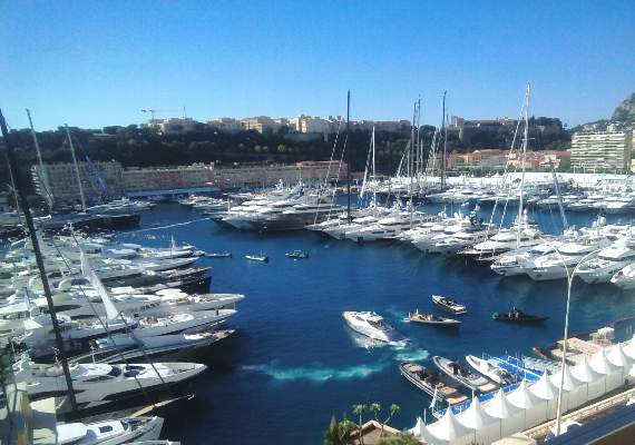 Superyachts lined up at Monaco
