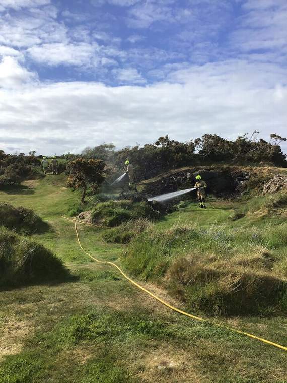 fire crews responded to reports of a wildfire at Port Soderick today