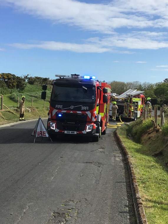 fire crews responded to reports of a wildfire at Port Soderick today