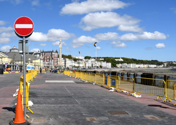 Douglas promenade regeneration scheme - horse drawn trams will now terminate at the War Memorial, with the line to be extended at a later date