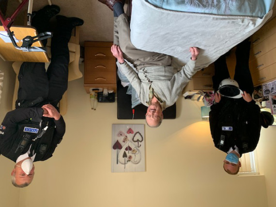 Michael MacPherson celebrated his 100th birthday at Ellan Vannin care home with a card from the Queen and a visit from the police