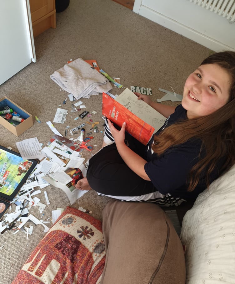 Jackie morrey Grace poetry lessons: Maeve Morrey-Grace makes a collage poem