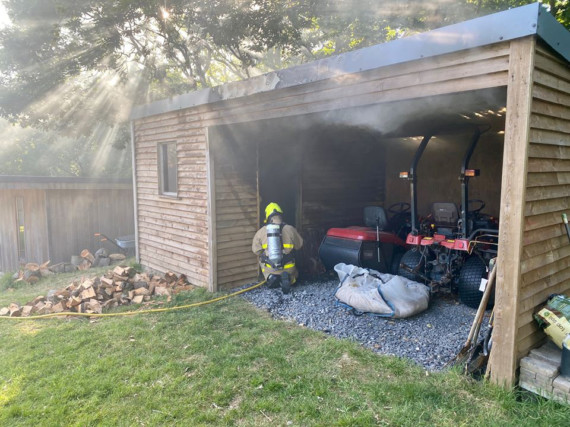 Douglas and Castletown fire crews worked together to extinguish flames from a shed on Ballavale Road, Santon