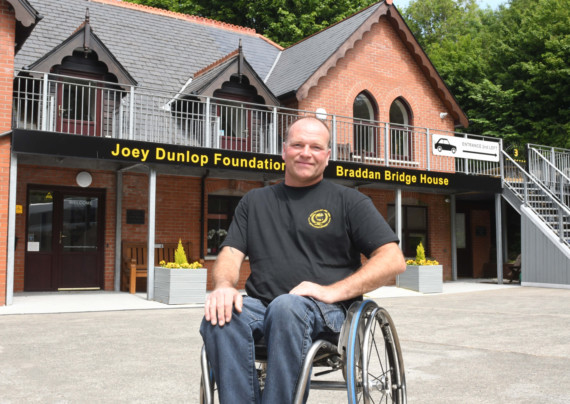 Bruce Baker, trustee of the Joey Dunlop Foundation, outside Braddan Bridge House