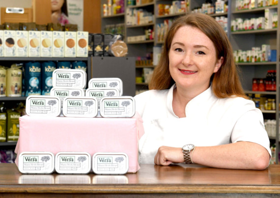 Pippa Lovell with her 'Versa' brand Manx herbs, on sale at the Good Health Store in Port Erin