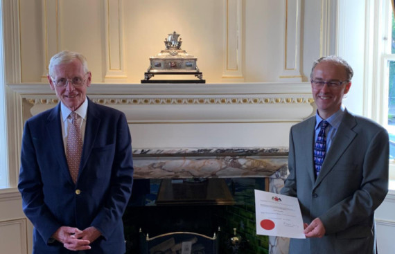 Lieutenant Governor Sir Richard Gozney with new minister Tim Baker