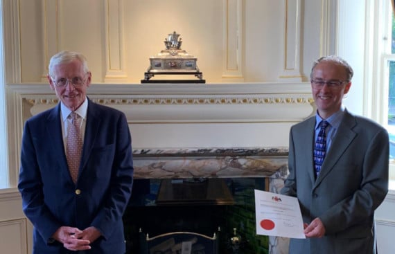 Lieutenant Governor Sir Richard Gozney with new minister Tim Baker