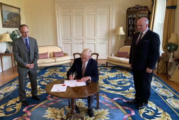 New minister Tim Baker with Lieutenant Governor Sir Richard Gozney and Chief Minister Howard Quayle