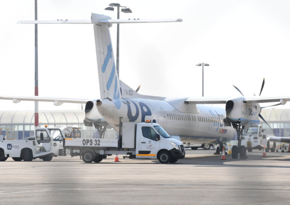 A FlyBe plane is impounded at Ronaldsway airport -