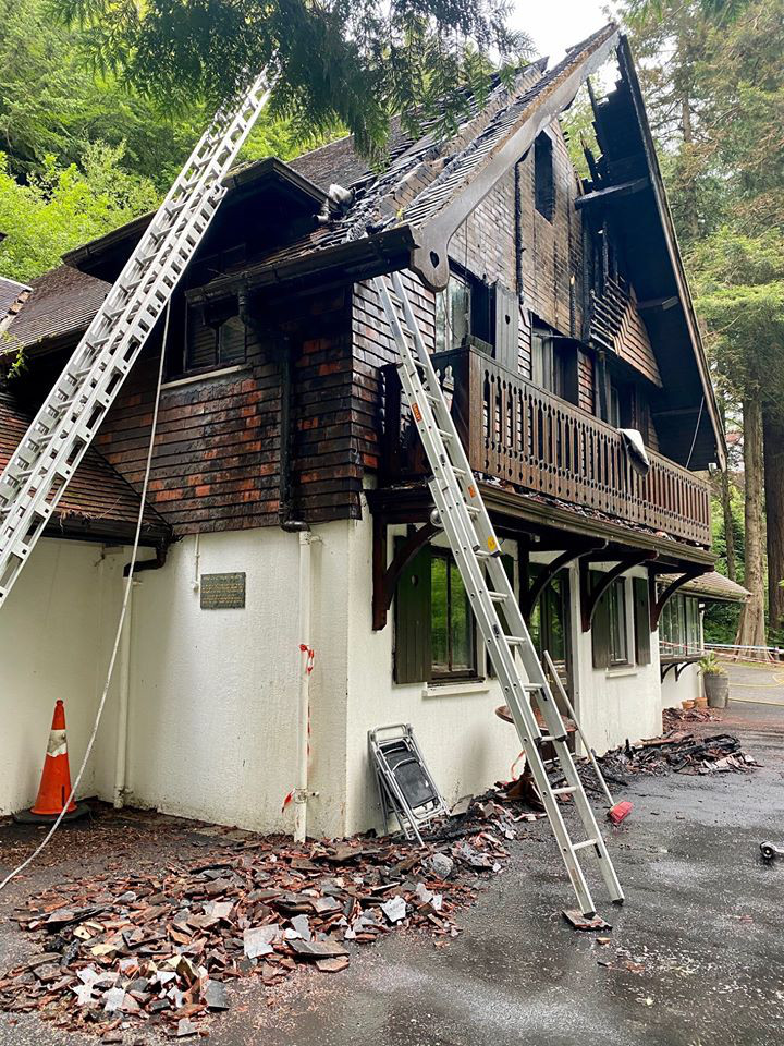 Fire crews from Peel, Kirk Michael and Douglas extinguished flames at the Swiss Chalet at Glen Helen