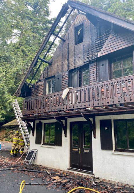 Fire crews from Peel, Kirk Michael and Douglas extinguished flames at the Swiss Chalet at Glen Helen