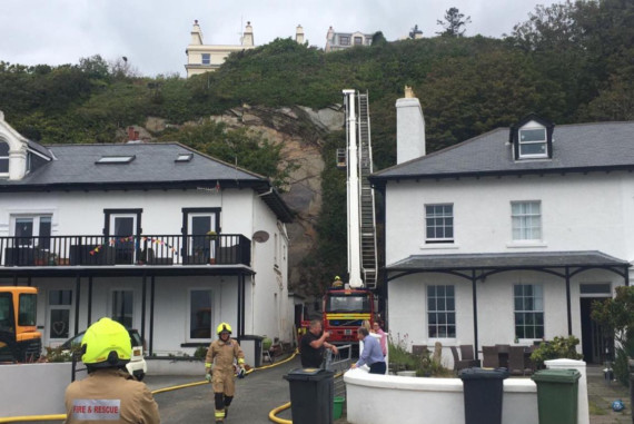 Fire crews pictures from the fire at the reare of Strathallan Crescent