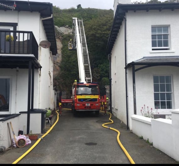 Fire crews pictures from the fire at the reare of Strathallan Crescent