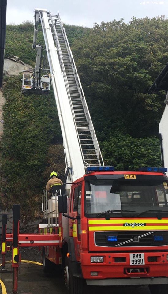 Fire crews pictures from the fire at the reare of Strathallan Crescent