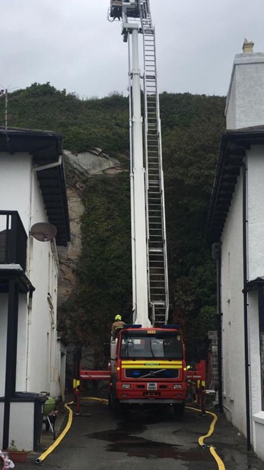 Fire crews pictures from the fire at the reare of Strathallan Crescent