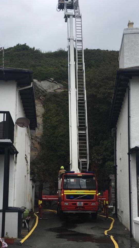 Fire crews pictures from the fire at the reare of Strathallan Crescent