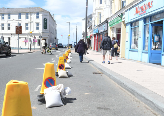 Port Erin is back in business - suspended parking to allow more room for social distancing on the high street