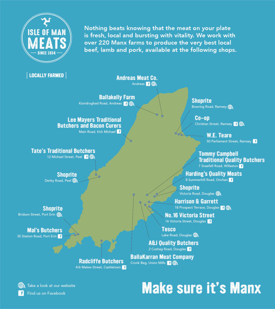 Map of butchers stocking Manx meat