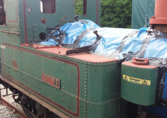 Loco no.9 Douglas awaiting asbestos removal