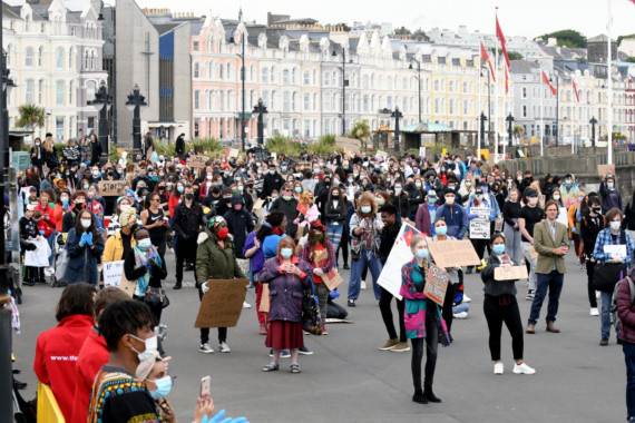 Around 1,500 people took part in an anti-racism protest on Douglas Promenade, in support of the Black Lives Matter movement -