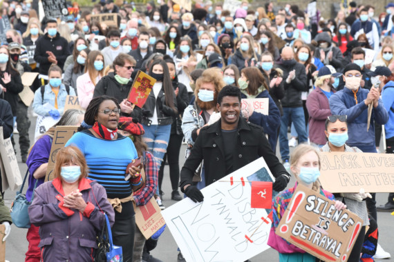 Around 1,500 people took part in an anti-racism protest on Douglas Promenade, in support of the Black Lives Matter movement -