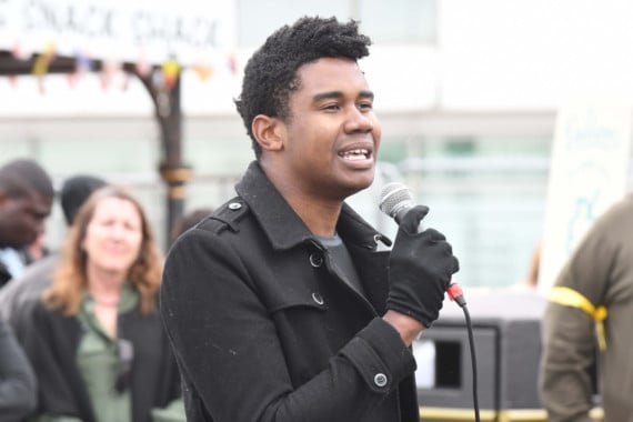 Around 1,500 people took part in an anti-racism protest on Douglas Promenade, in support of the Black Lives Matter movement - pictured is HM Sole (aka Ian-James Clanton)