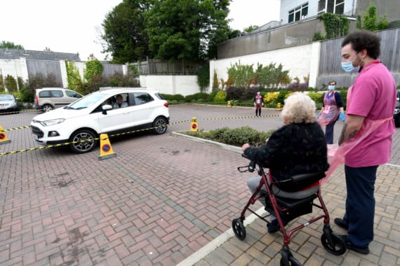 Sailsbury Street nursing home in Douglas hosts 'drive-in' visiting, giving the residents a chance to see their families -