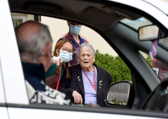 Sailsbury Street nursing home in Douglas hosts 'drive-in' visiting, giving the residents a chance to see their families -
