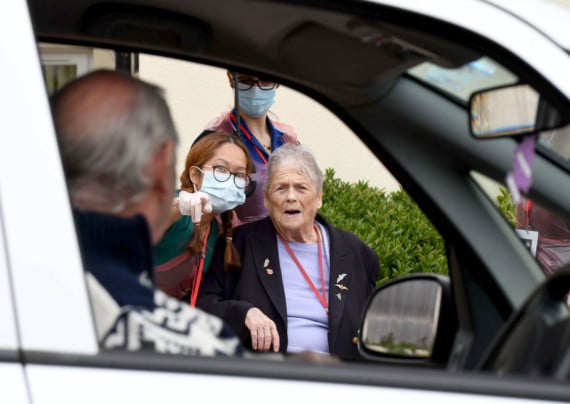 Sailsbury Street nursing home in Douglas hosts 'drive-in' visiting, giving the residents a chance to see their families -