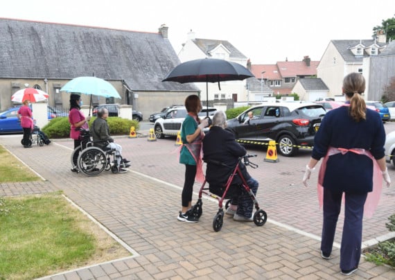 Sailsbury Street nursing home in Douglas hosts 'drive-in' visiting, giving the residents a chance to see their families -