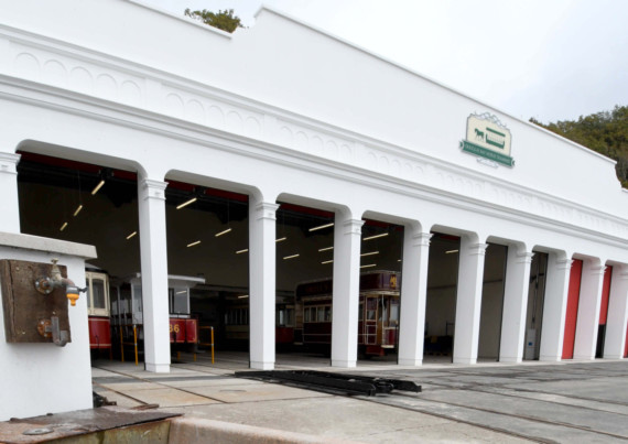 The newly-rebuilt Horse Tram Depot at Strathallan -