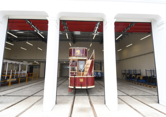 The newly-rebuilt Horse Tram Depot at Strathallan -
