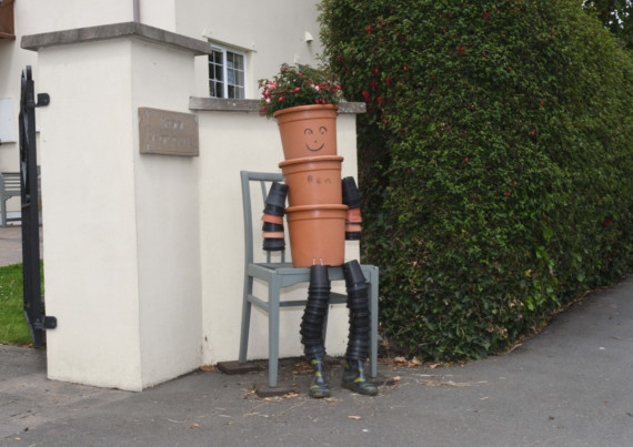 The Laa Columb Killey 'Lockdown Scarecrow Competition' in Arbory parish, on the theme of key workers - Bill and Ben flowerpots on the Main Road near Arbory School