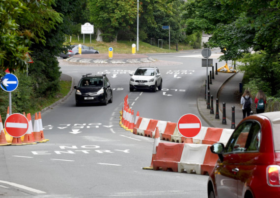 A new road layout on the approach to Douglas: a one-way system is now in place between the roundabouts at Governor's Bridge and Victoria Road, with northbound traffic diverted onto the Governor's Dip road.