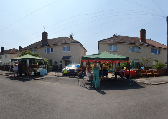 Doreen Clarke's 100th birthday street party complete with Manx bunting
